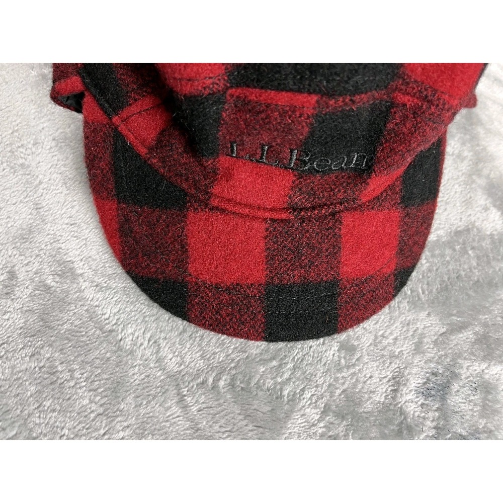 LL Bean Hat Men Large Buffalo Plaid Wool Ear Flap Trapper Lined Hunting Outdoor - Picture 2 of 8